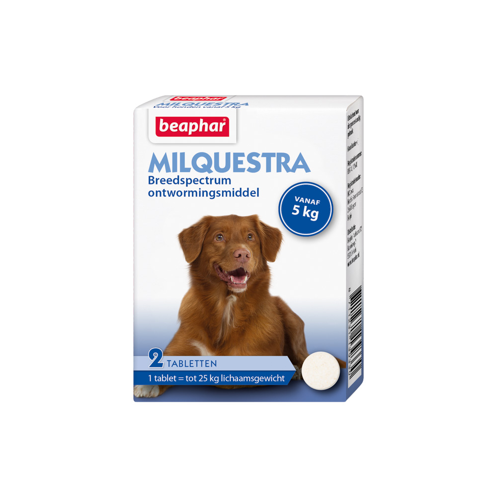 Beaphar Milquestra Wormtablet Hond vanaf 5kg 2 tablet