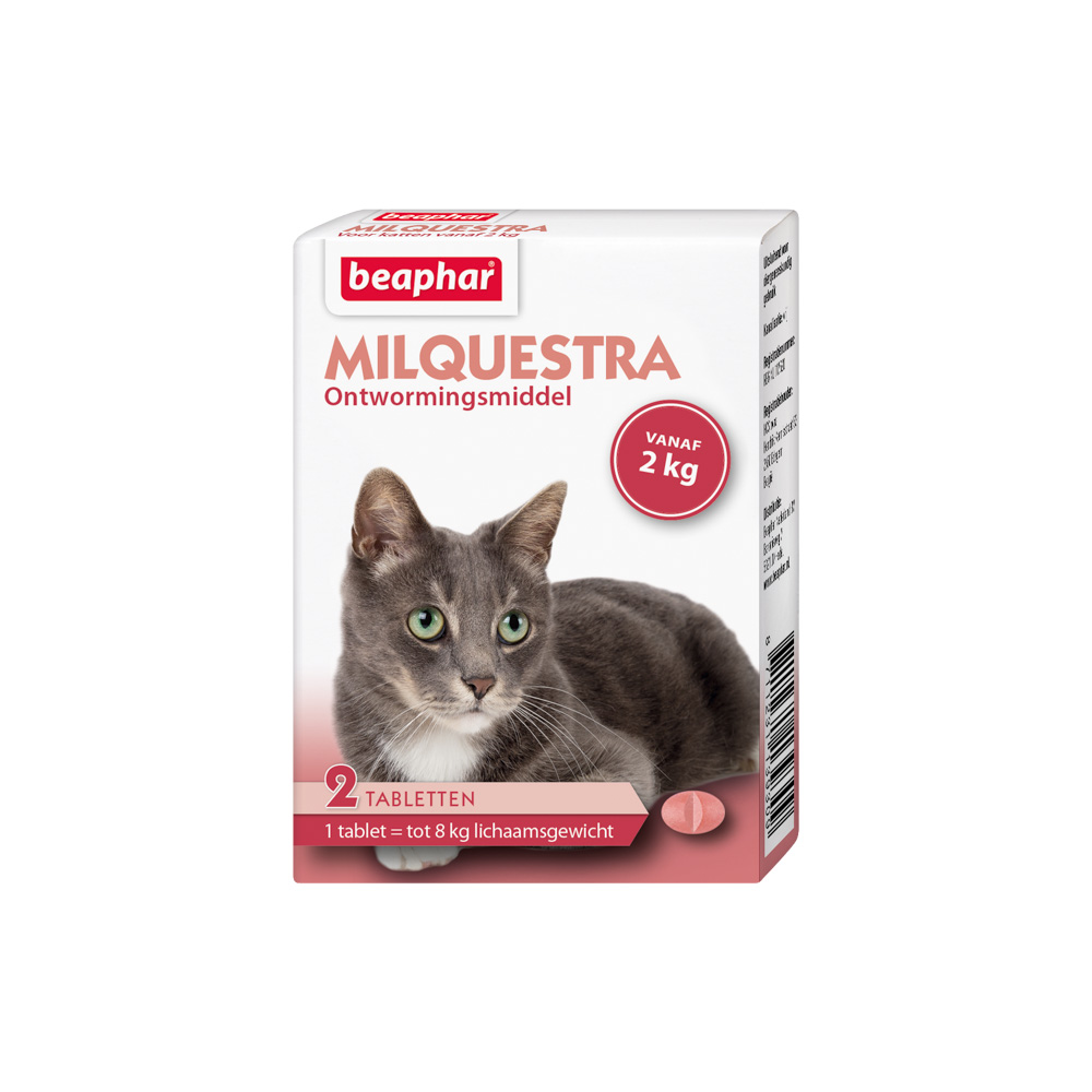 Beaphar Milquestra wormtablet kat 2-12kg 2 tabletten