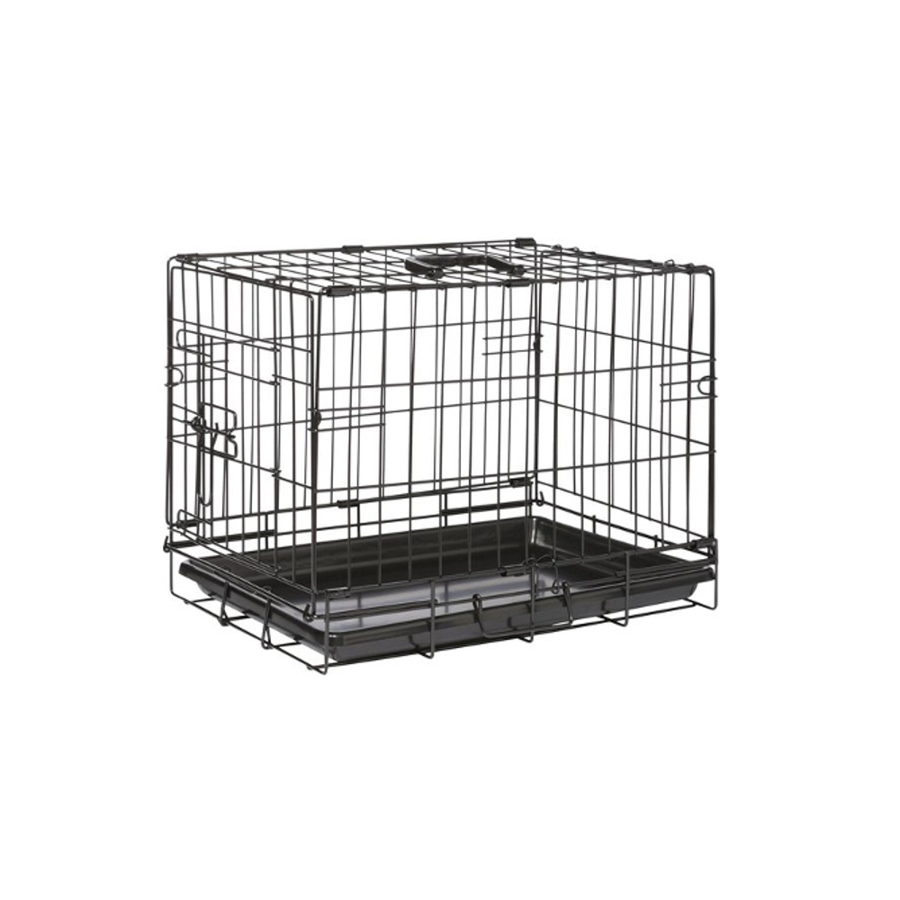 Draadkennel Zwart met Plastic Lade