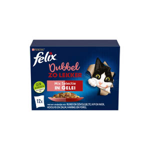 Felix Kattenvoer Nat Pouch Dubbel Zo Lekker Vlees en Vis in Gelei
