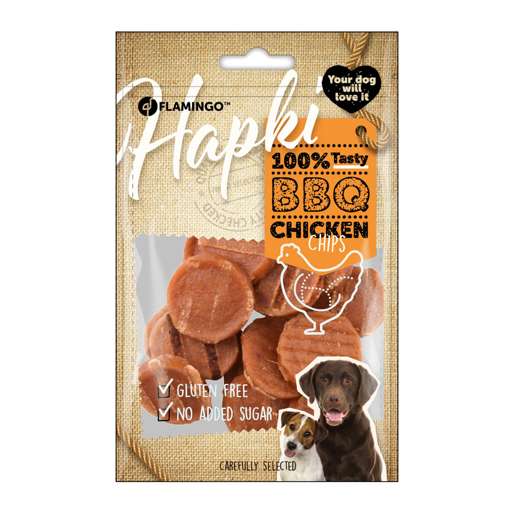 Flamingo Hondensnack Hapki BBQ Chips Met Kip 85gr