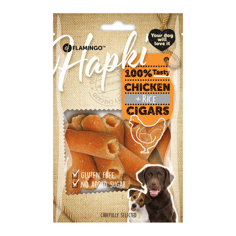 Flamingo Hondensnack Hapki Sigaar Met Kip En Rijst 85gr
