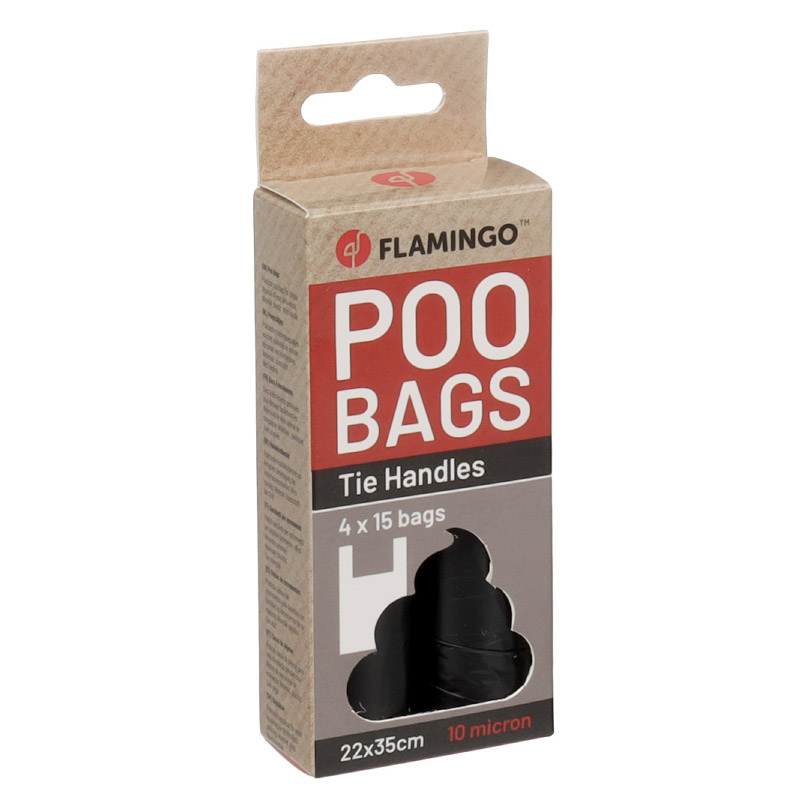 Flamingo Poepzakjes Basic Blerkz met Handvat Zwart