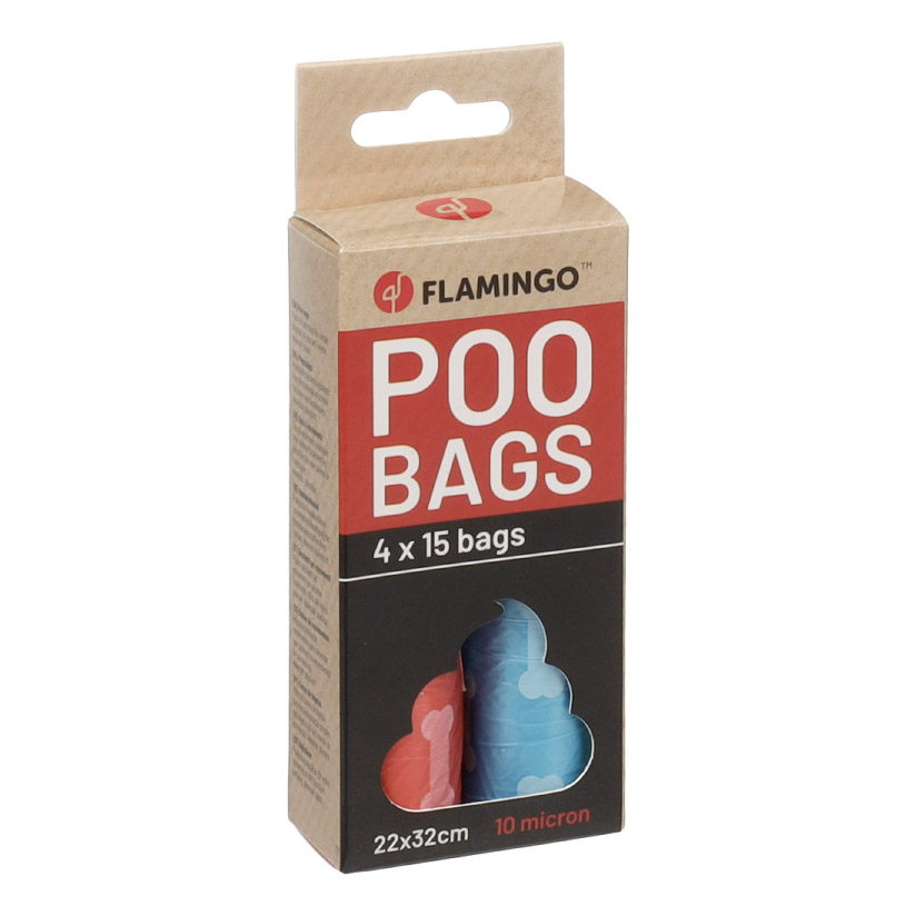 Flamingo Poepzakjes Basic Bones Meerkleurig