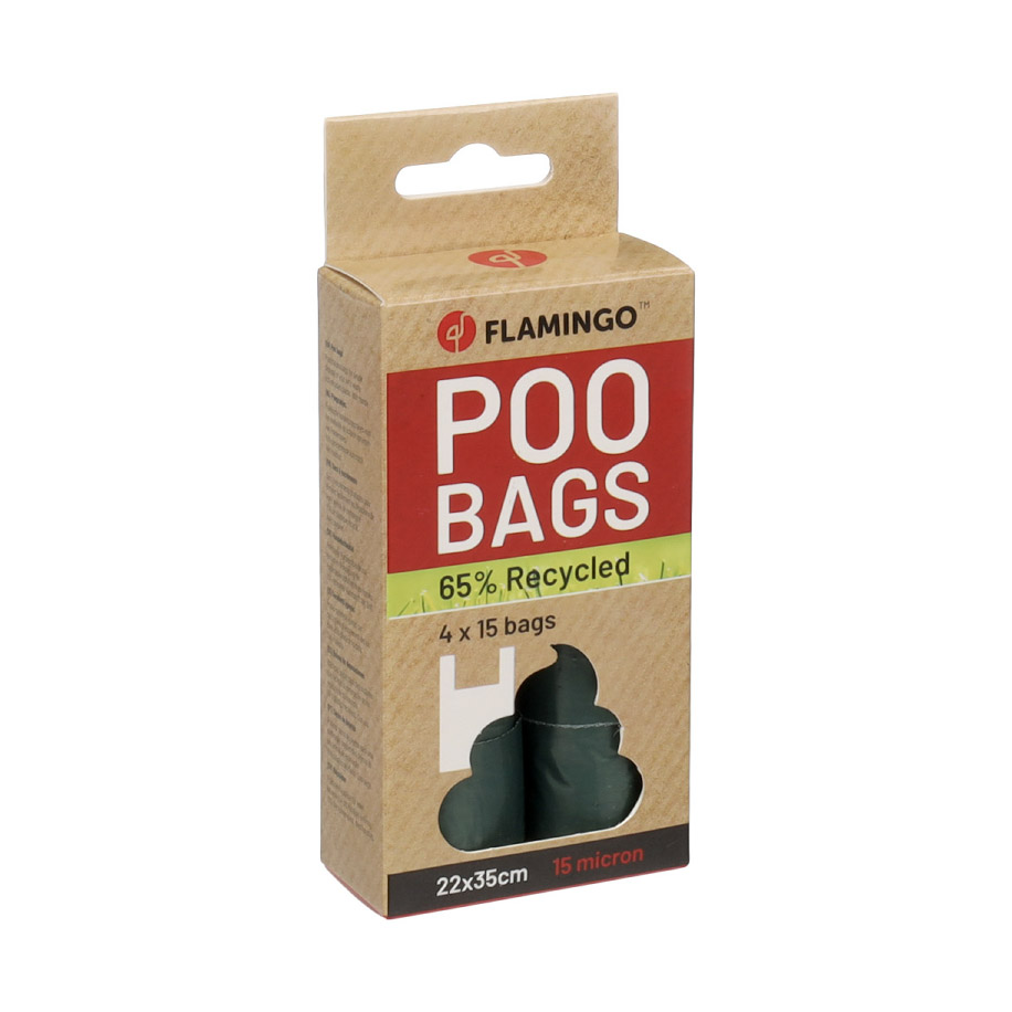 Flamingo Poepzakjes Basic Gerecycled Poco met Handvat Groen