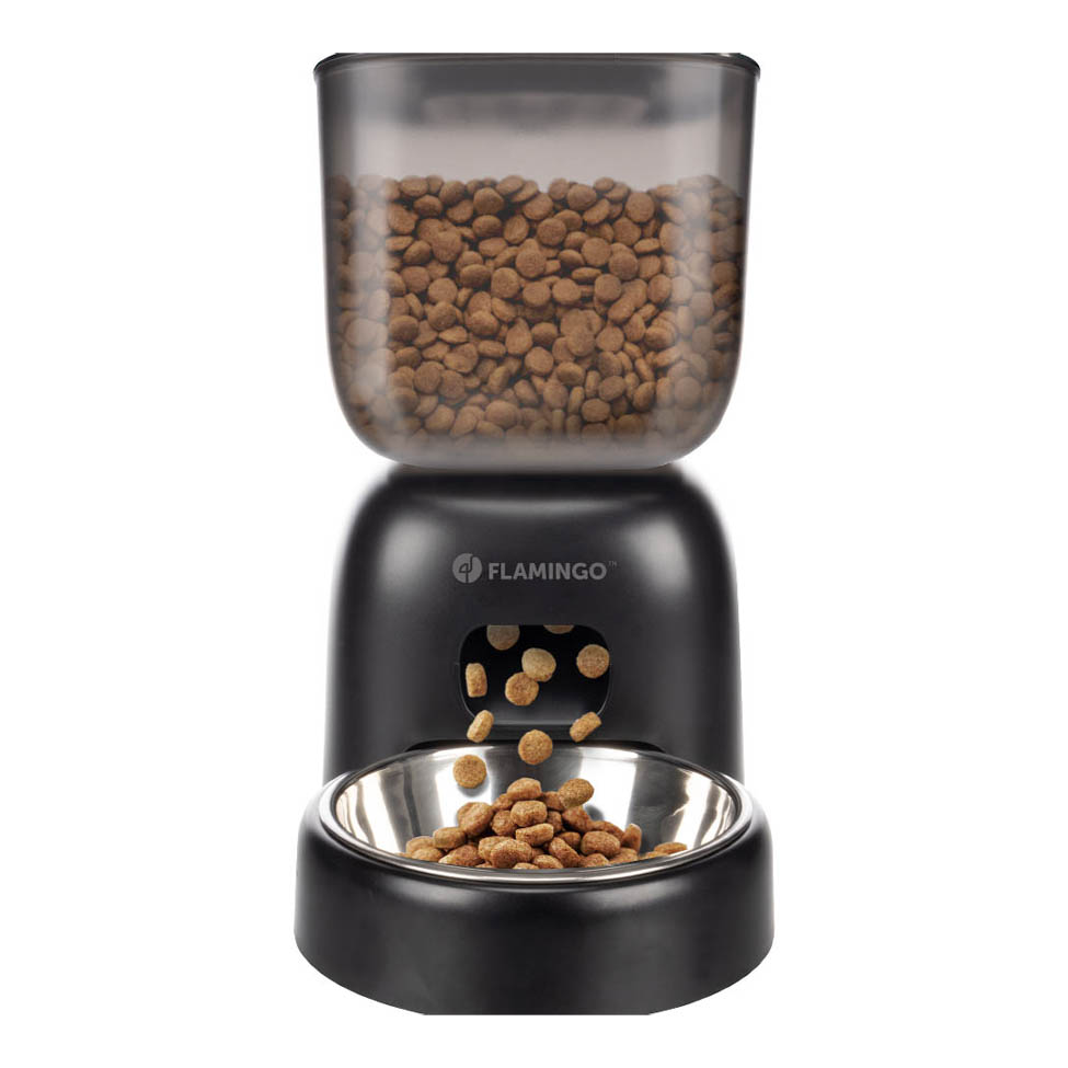 Flamingo Voederautomaat Blido 3 Liter Zwart