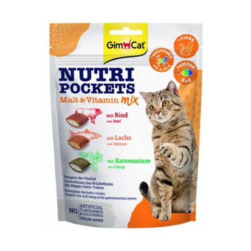 GimCat Nutri Pockets Kattensnack Mout en Vitaminemix