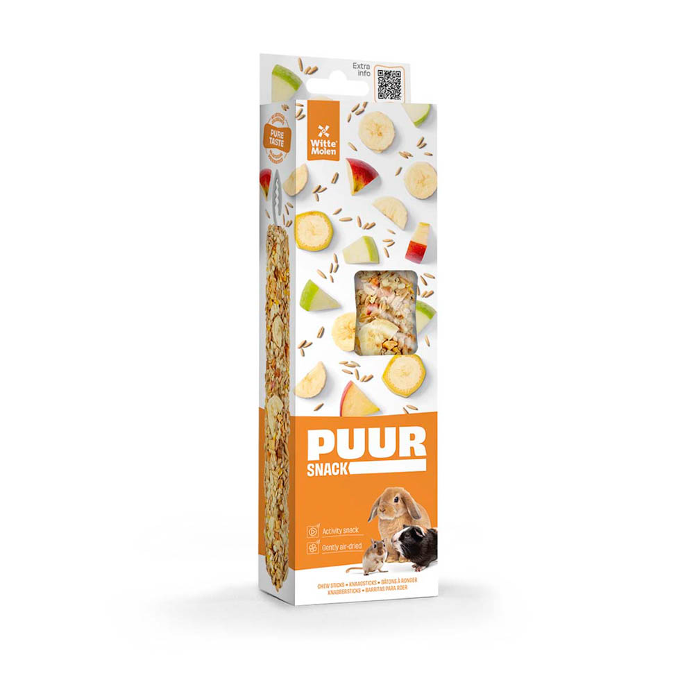 Puur Knaagdierensnack Knaagsticks Met Banaan en Appel XL
