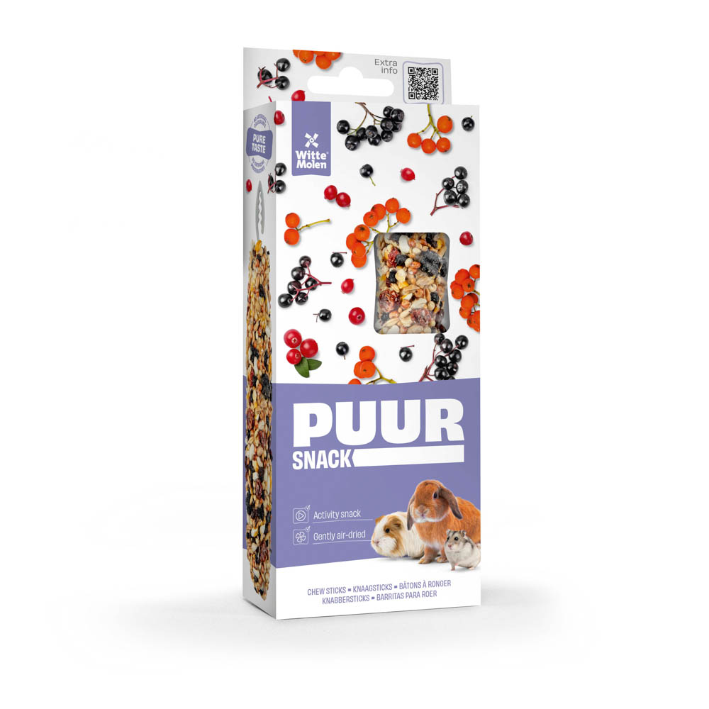 Puur Knaagdierensnack Knaagsticks Met Veenbes en Vlierbes