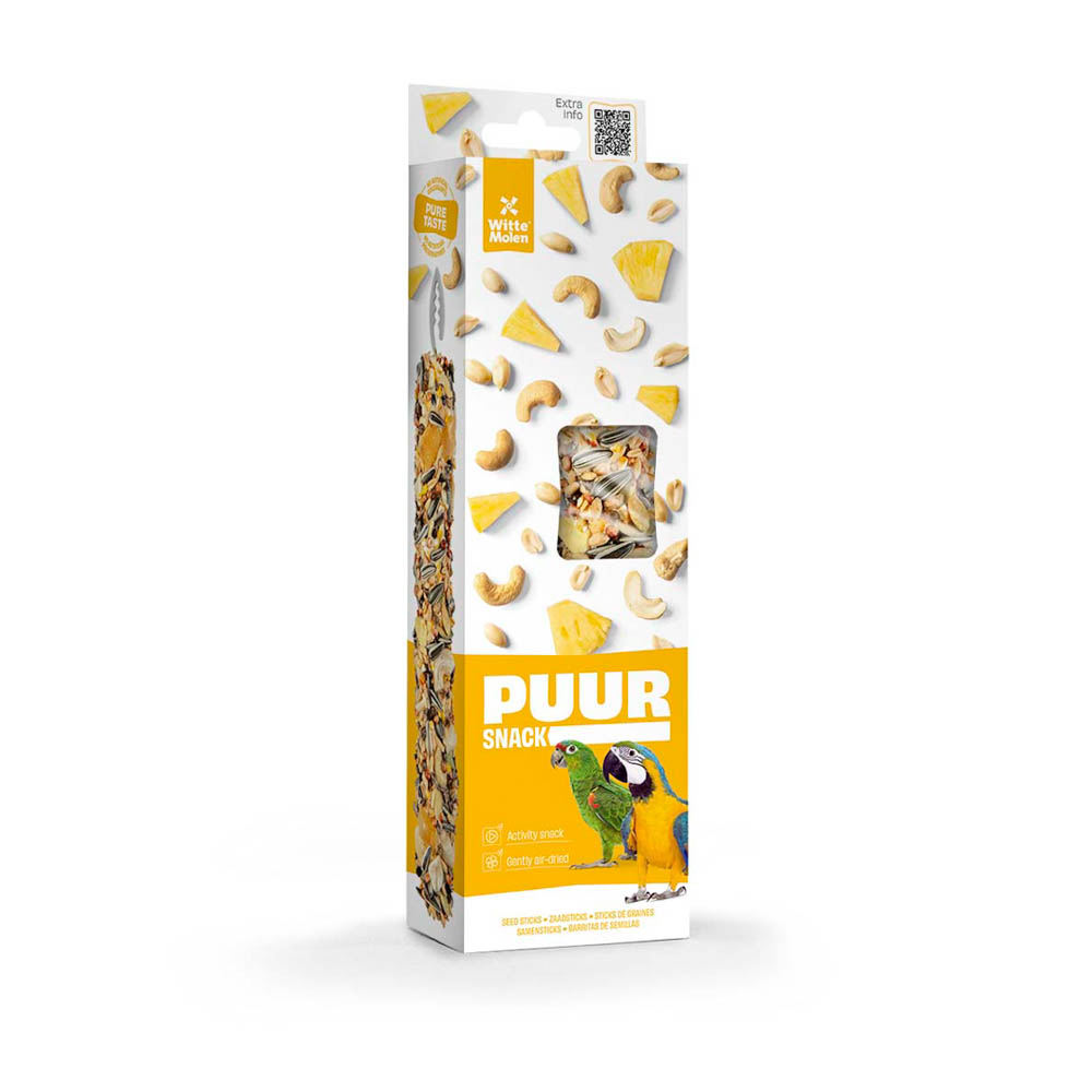 Puur Vogelsnack Papegaai Sticks Met Pinda en Ananas